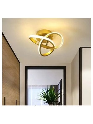 Burenze Modern Tavana Sıfır LED Avize Boomerang Ledli Avize Eskitme Gold