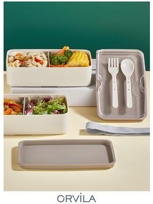 Orvila 2 Kat Yemek Saklama Kabı Beslenme Kutusu Seti - Sporcu Diyet Öğrenci Fitness Okul Işyeri Sefer Tası