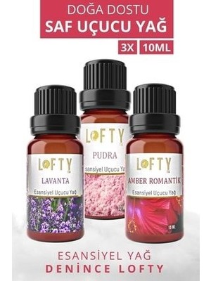 Lofty Pudra, Lavanta, Amber Uçucu Yağ Buhurdanlık Esansı Oda Kokusu Esans Buhur Yağı 10 ml