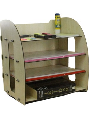 Evene Dosya Düzenleyici Masa Üstü Organizer Ahşap Evrak Rafı Model 6