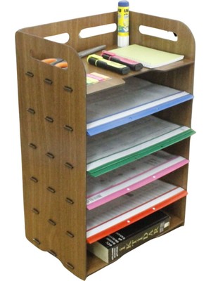 Evene Dosya Düzenleyici Masa Üstü Organizer Ahşap Evrak Rafı Model 5