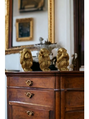 Biblo Dekoratif Heykel 3 Maymun Biblosu Gümüş Eskitme Gri Model 32