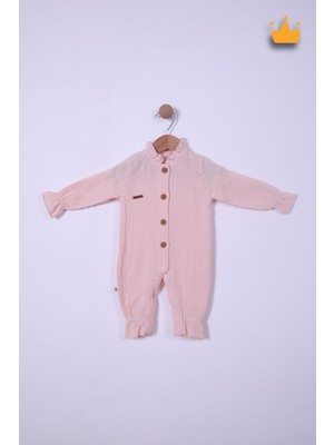 Begisa Begi %100 Pamuk Müslin Kız Bebek Fırfırlı Uzun Kollu Çıtçıtlı Tulum 22402