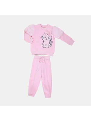 Mimbo Kids Kız Çocuk Eşofman Takımı - Sevimli Kedi Desenli