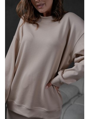 Taş Örme Modal Oversize Kadın Sweatshirt 28037