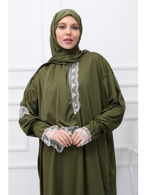 Defka Kendinden Şallı Başörtülü Kadın Namaz Elbisesi Tesettür Giyim