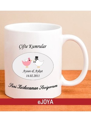 Ejoya Kişiye Özer Çifte Kumrular Aşk Kupa Bardak 80117