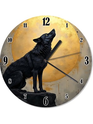 Tablomega Uluyan Kurt Ve Dolunay Akarlı Duvar Saati