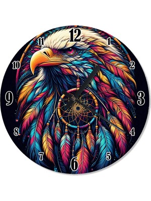 Tablomega Renkli Kartal Ve Düş Kapanı Tasarım Duvar Saati