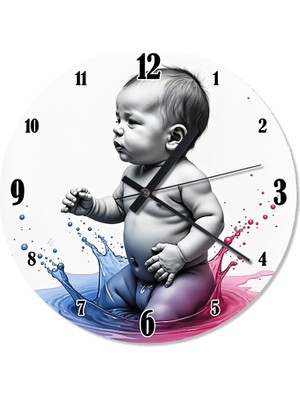 Tablomega Renkli Bebek Analog Duvar Saati