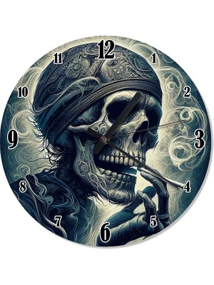 Karizma Tablo Dumanlı Kafatası Özel Tasarım Duvar Saati