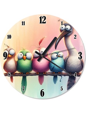 Tablomega Renkli Kuşlar Tasarım Duvar Saati