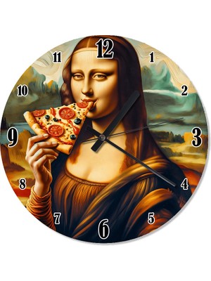 Tablomega Mona Lisa Ve Pizza Tasarım Duvar Saati