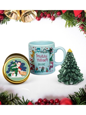Ejoya Kişiye Özel Yeni Yıl Tasarımlı Kupa & Metal Kutusunda Mum & Çam Ağacı Biblo  110680