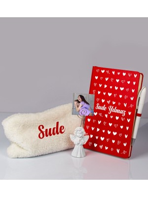 Ejoya Sevgililere Özel Defter Kalem Fotoğraflı Melek Notluk ve Peluş Kalemlik  106889