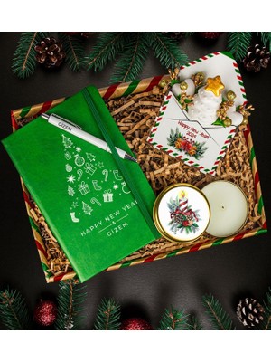 Ejoya Kişiye Özel Termo Deri Defter & Yılbaşı Ağacı Figürlü Mektup Aranjmanı Yeni Yıl  112680