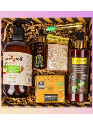 Ejoya Doğal Sabun & Zeytinyağlı Vücut Kremi & Peripol Ayak Argan Bakım Yağı & Lifli Sabun & Argan Yağı & Sihirli Ruj Kozmetik  110927