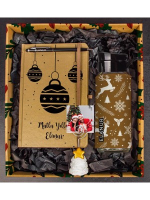 Ejoya Yeni Yıla Özel Defter Kalem Matara ve Fotoğraflı Çam Ağacı Notluk  110661