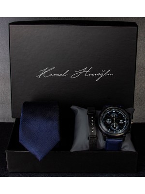 Ejoya Kişiye Özel Kutusunda Bileklik Kravat ve Saat Erkek  93871