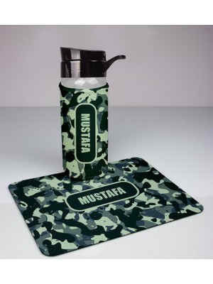 Ejoya Kişiye Özel Kamuflaj Tasarım Cam Matara ve Mousepad Ofis  94372