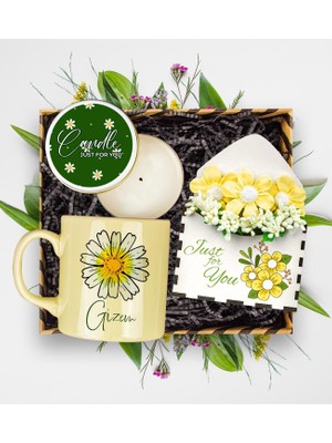 Ejoya Kişiye Özel Papatya Tasarım Kupa & Mum & Papatya Figür Mektup Aranjmanı  113181