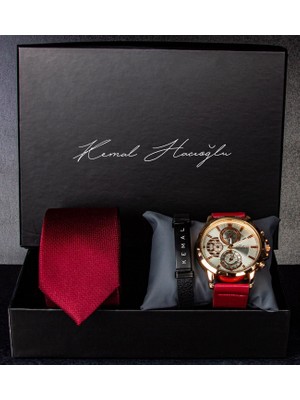 Ejoya Kişiye Özel Kutusunda Bileklik Kravat ve Saat Erkek  93870