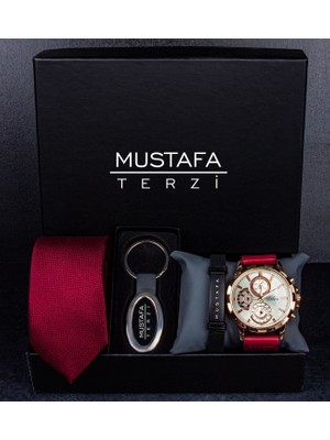 Ejoya Kişiye Özel Kutusunda Kravat Anahtarlık Bileklik ve Saat Erkek  93727