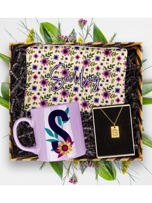 Ejoya Kişiye Özel Gümüş Harf Kolye & Kupa & Makyaj Çantası  113292