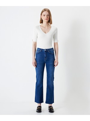 Cropped Flare Fit Jean Pantolon