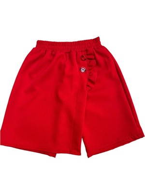 Mavimoure 23 Nisan 29 Ekim 10 Kasım Kız Çocuk Fırfır Detaylı Beli Lastikli Kırmızı Şort Etek