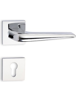 Soho Fenix Serisi Kapı Kolu Seti Köşeli Rozetli Krom Yale Tipi