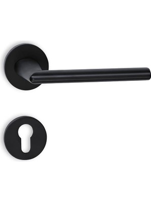 Soho Flamina Serisi Kapı Kolu Seti Yuvarlak Rozetli Siyah-Antrasit Yale Tipi
