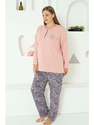 D Kit Boutique Somon Likralı Çıtır Çiçek Pijama Takımı