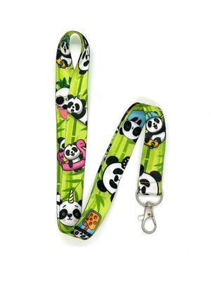 Sevimli Panda Temalı Boyun İpi Kart Askısı