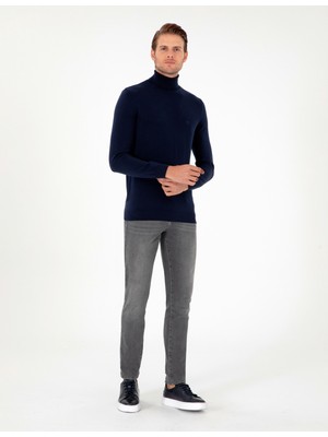 Pierre Cardin Erkek Lacivert Slim Fit Balıkçı Yaka Basic Triko Kazak 50296582-VR033