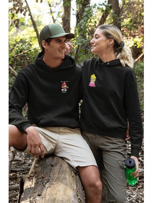 Mario ve Prenses Sevgili/çift/arkadaşlık 2'li Kapşonlu Sweatshirt Seti