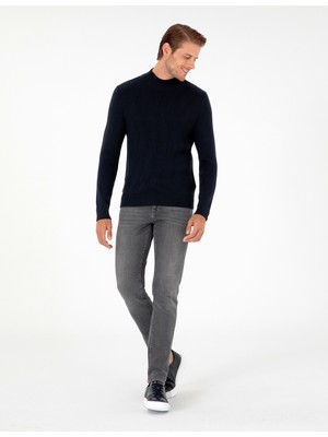 Pierre Cardin Erkek Lacivert Slim Fit Yarım Balıkçı Yaka Yün Karışımlı Triko Kazak 50296462-VR033