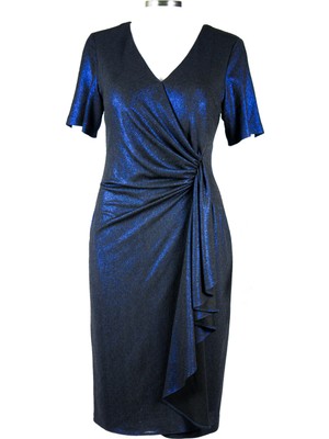 Likralı Fukuro Kumaş Volan Kesim Pileli Kadın Abiye