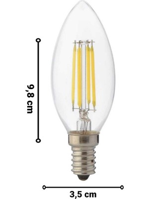 Horoz 6 Watt Günışığı E14 Duylu Rustik Ampul 700 Lümen Avize Ampulü İnce Duylu Mum Ampul