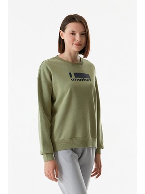 Baskılı Bisiklet Yaka Sweatshirt