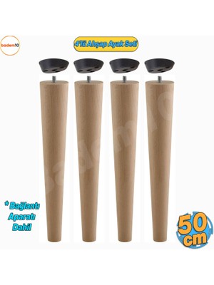 Badem10 4 Adet Ahşap Mobilya Ayağı 50 cm Dereceli Aparatlı Sehpa Zigon Orta Masa Puf Tabure Ayakları M8