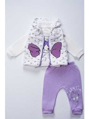 Lusana 582 6-18 Ay Lady Cat Kedi Baskılı 3'lü Takım