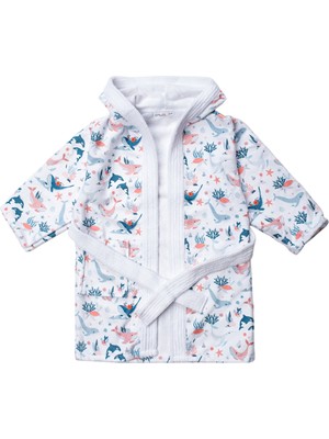 Lusana 1014VRYNT Erkek Balina Desenli Bornoz