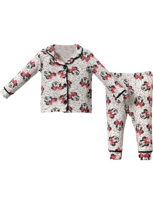 Lusana 1069 6-18 Ay Minnie Baskılı Düğmeli Pijama Takım