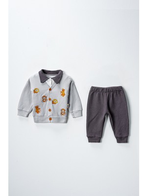 Lusana 2007 9-24 Ay Hayvan Nakışlı Hırkalı 3'lü Takım