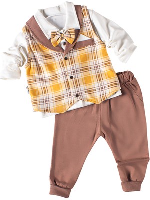 Lusana 1010 9-24 Ay Kareli Yelekli 3lü Takım