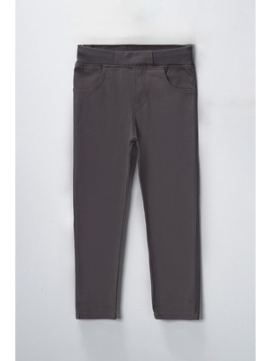 Lusana 8434 11-15 Yaş Erkek Füme Beli Lastikli Okul Pantolonu