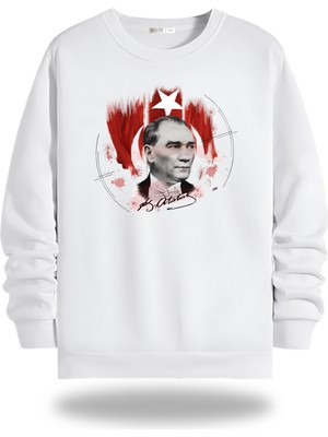 Gölge Stor Atatürk Görselli Bisiklet Yaka Unisex Sweatshirt 793