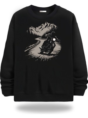 Gölge Stor Motorcycles Bisiklet Yaka Unisex Sweatshirt 21