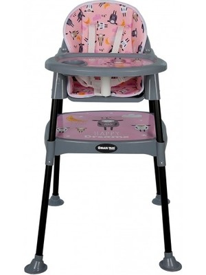 Maxi Taxi Feeding Kuzu Desenli 3 In 1 Mama Sandalyesi - Pembe